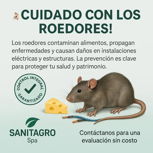 Afiche informativo Sanitagro sobre riesgos asociados a los roedores