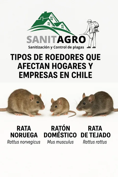 Afiche Sanitagro con tipos de roedores presentes en hogares y empresas